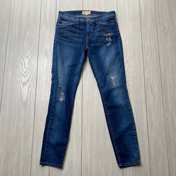 Current Elliott Women's Distressed Old Blue Repair Ankle Skinny Jeans Size 28 - Picture 1 of 11